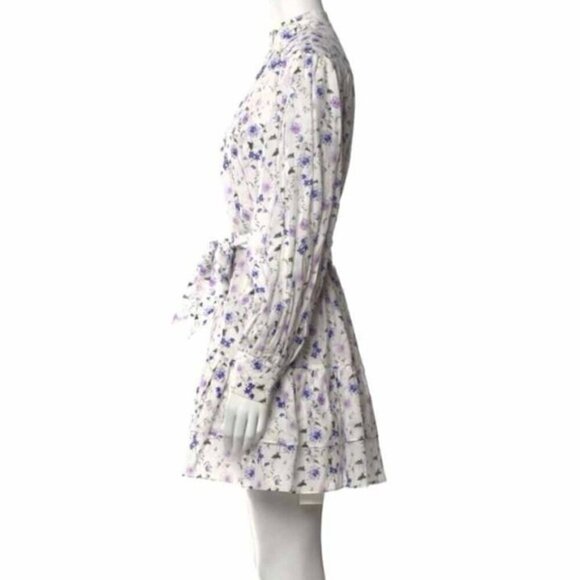 The Kooples - Short Printed Dress with Long Sleeves - Ecru/Lavender. Size:1(US). - Picture 14 of 16